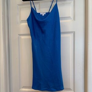 Socialite Royal Blue Satin Slip Dress with Cowl Neck